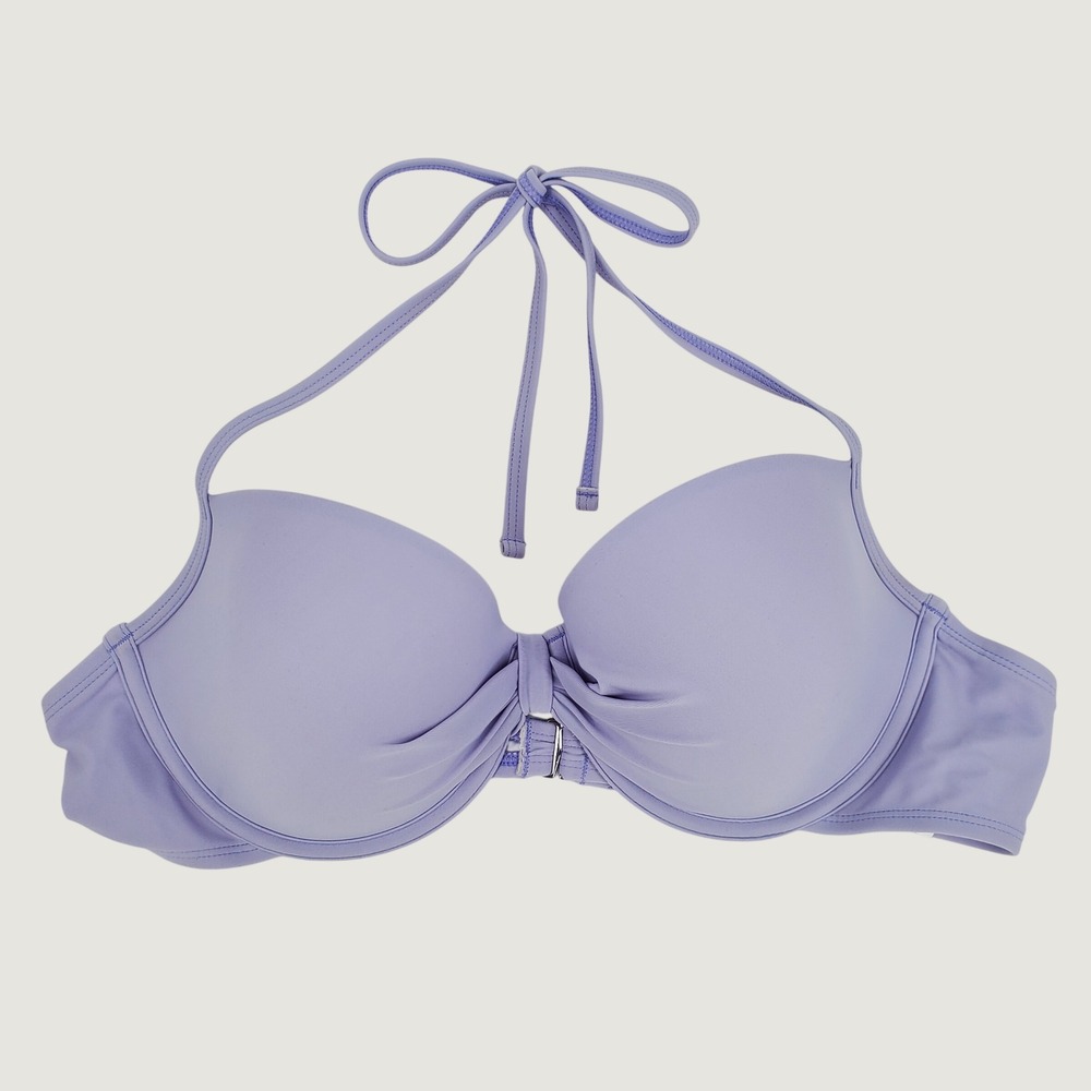 Cupshe Halter Push Up Bikini Top XL Lavender Purple Underwire Stretch Padded New